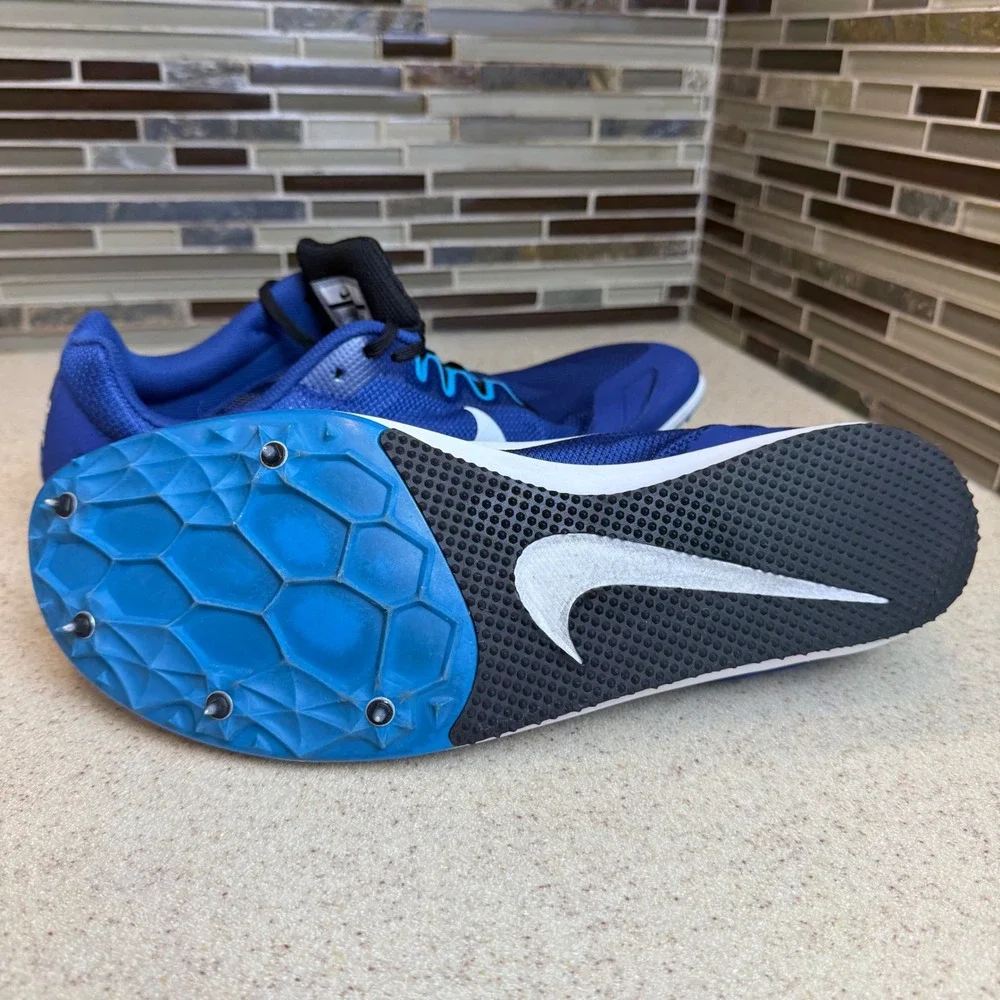 Nike Zoom Rival D 10 Mens 12 Blue &  White Track Field Racing‎ Spikes 907566-400